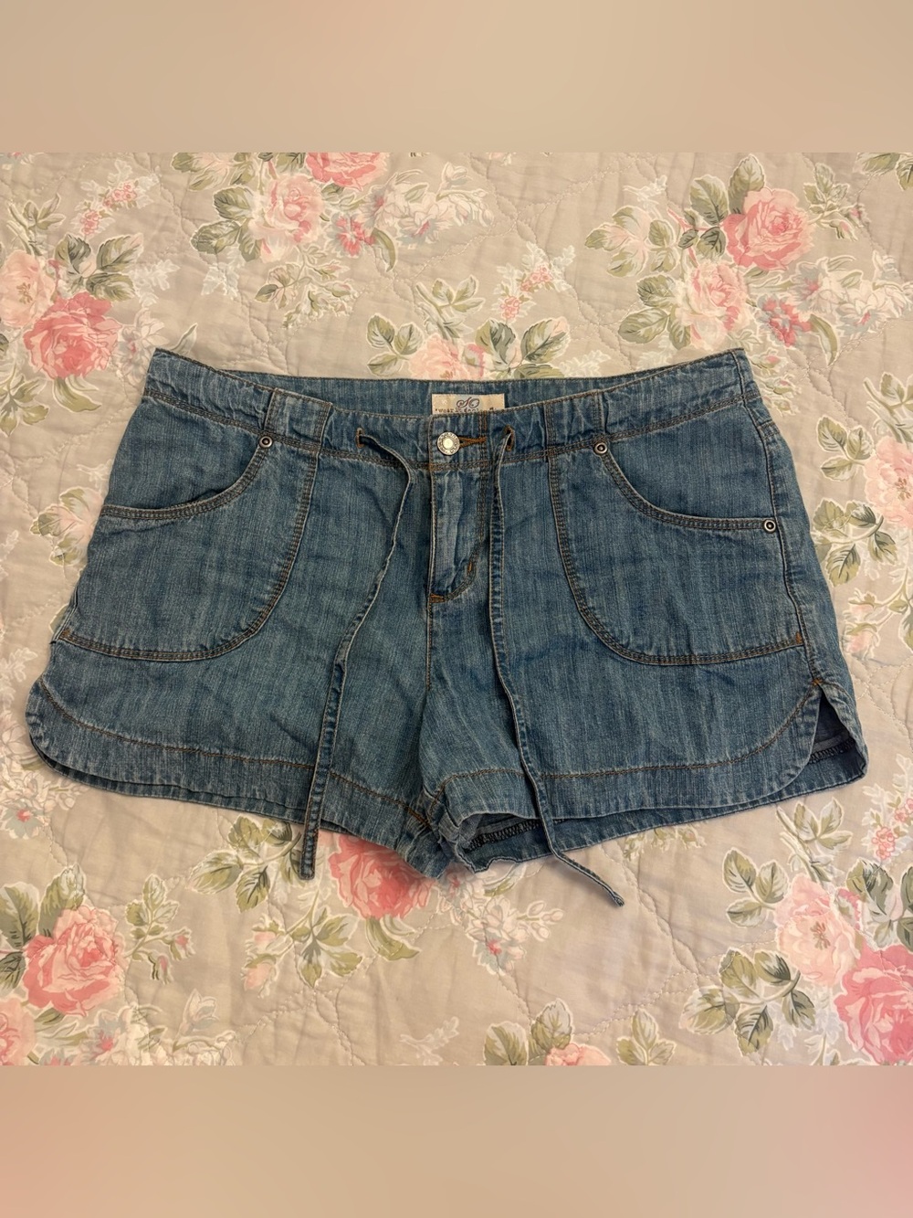 SO Women’s Denim Drawstring Shorts - Blue